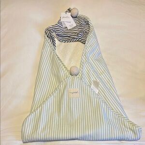 Striped Pehr Baby Blanket with Pom Poms hooded : NWT